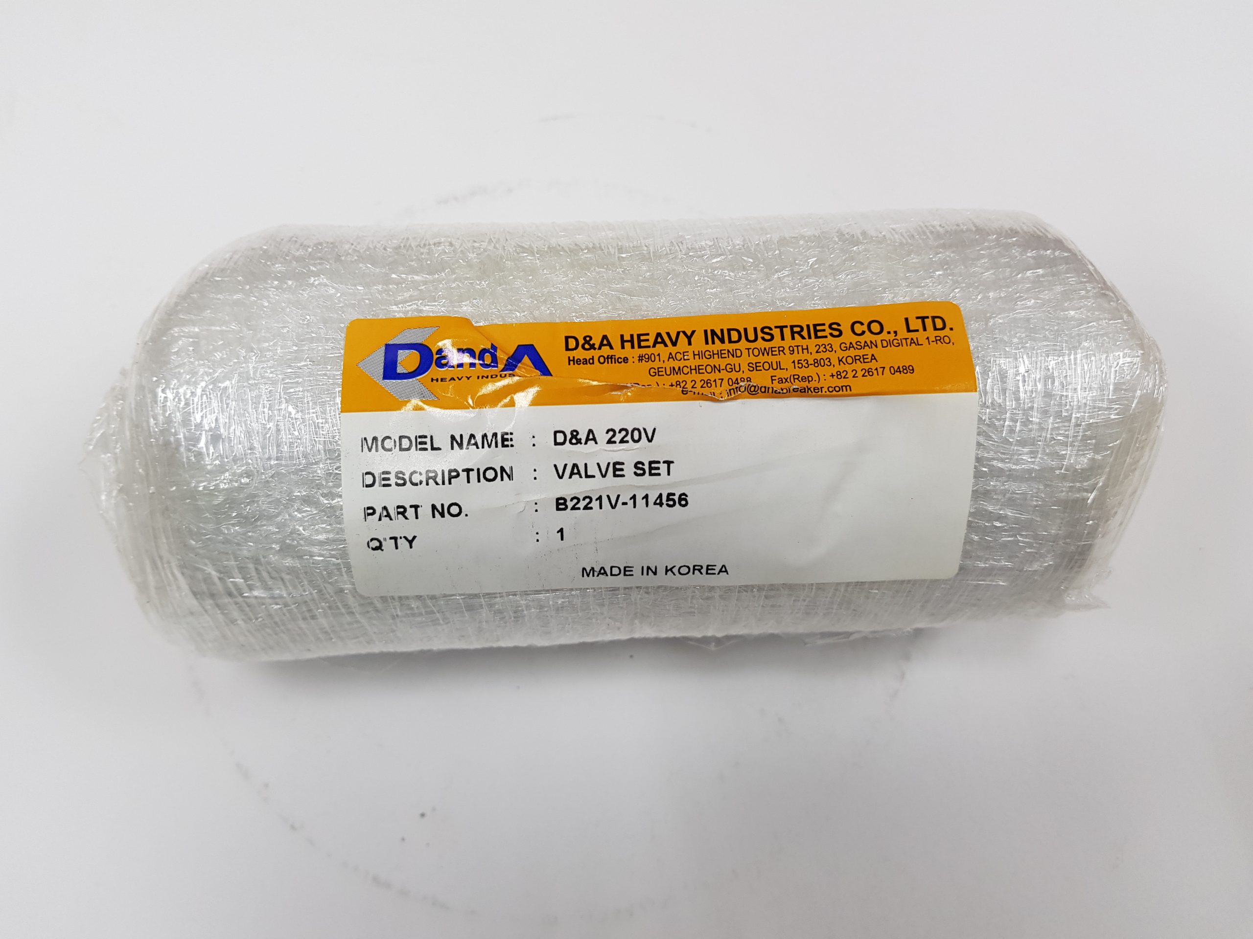 V221V-11456 Valve Set for D&A 220V and 221 series Hydraulic Hammer Breaker / Juego de Valvulas para Martillo Hidraulico